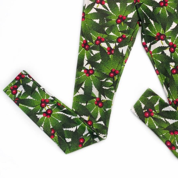 Poprageous Cannabis Christmas Leggings Size XS - Picture 3 of 7